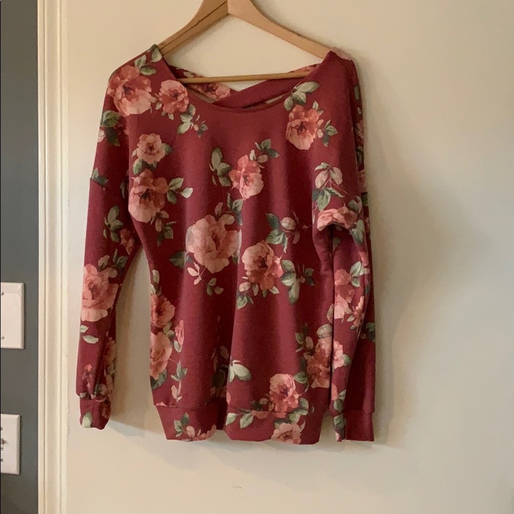 Floral pullover with back detail